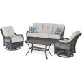 Almo Fulfillment Services Llc Hanover® Orleans 4 Piece All Weather Patio Set, Silver Lining/Gray ORLEANS4PCSW-G-SLV